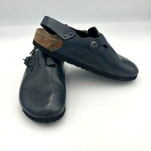 Birkenstock Tokio Tokyo Black Leather‎ Work Clogs Heel Strap Shoes 36 | 5-5.5